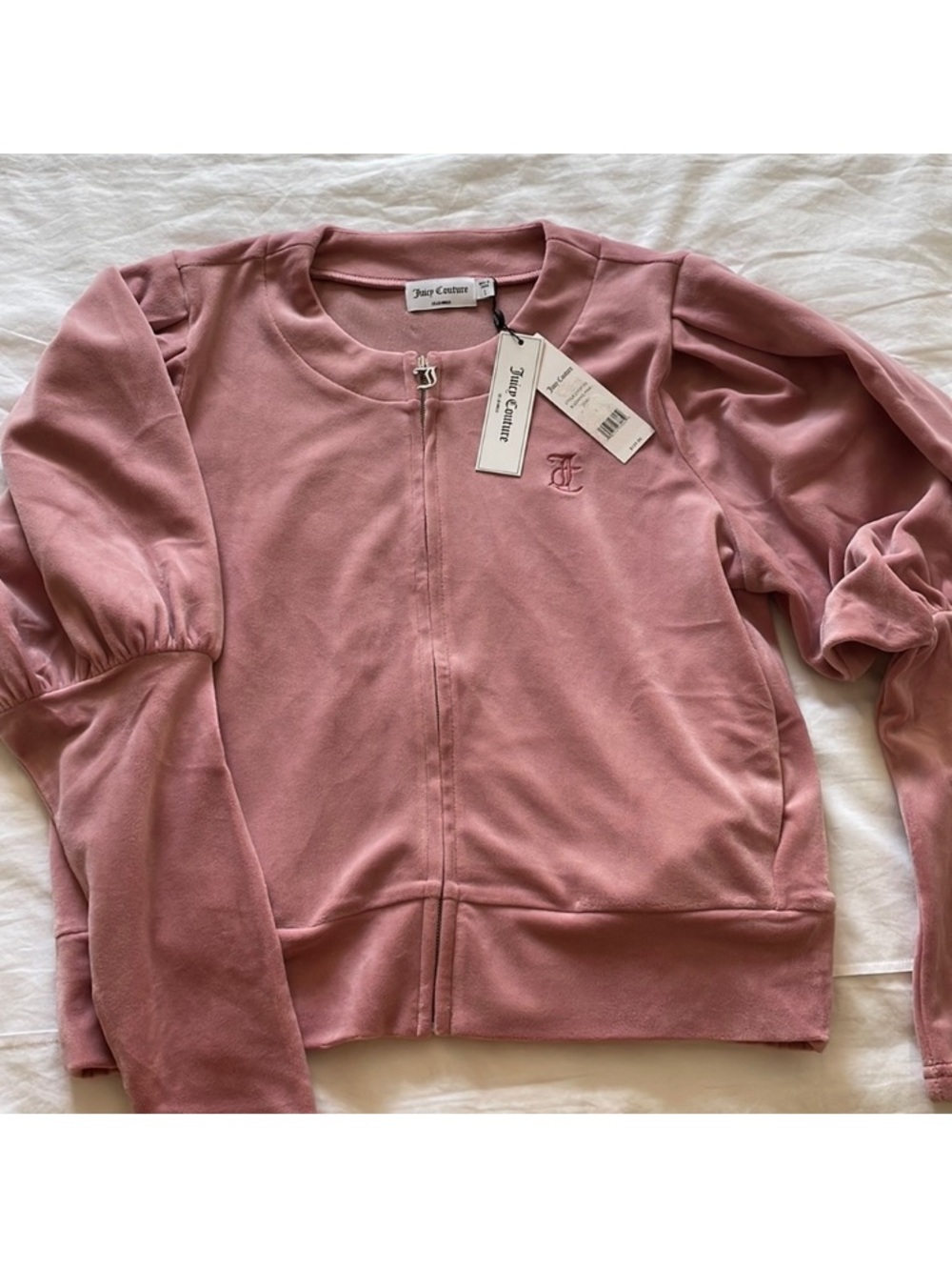 NWT Juicy Couture Dusty Rose Pink Princess Velour Zip Jacket